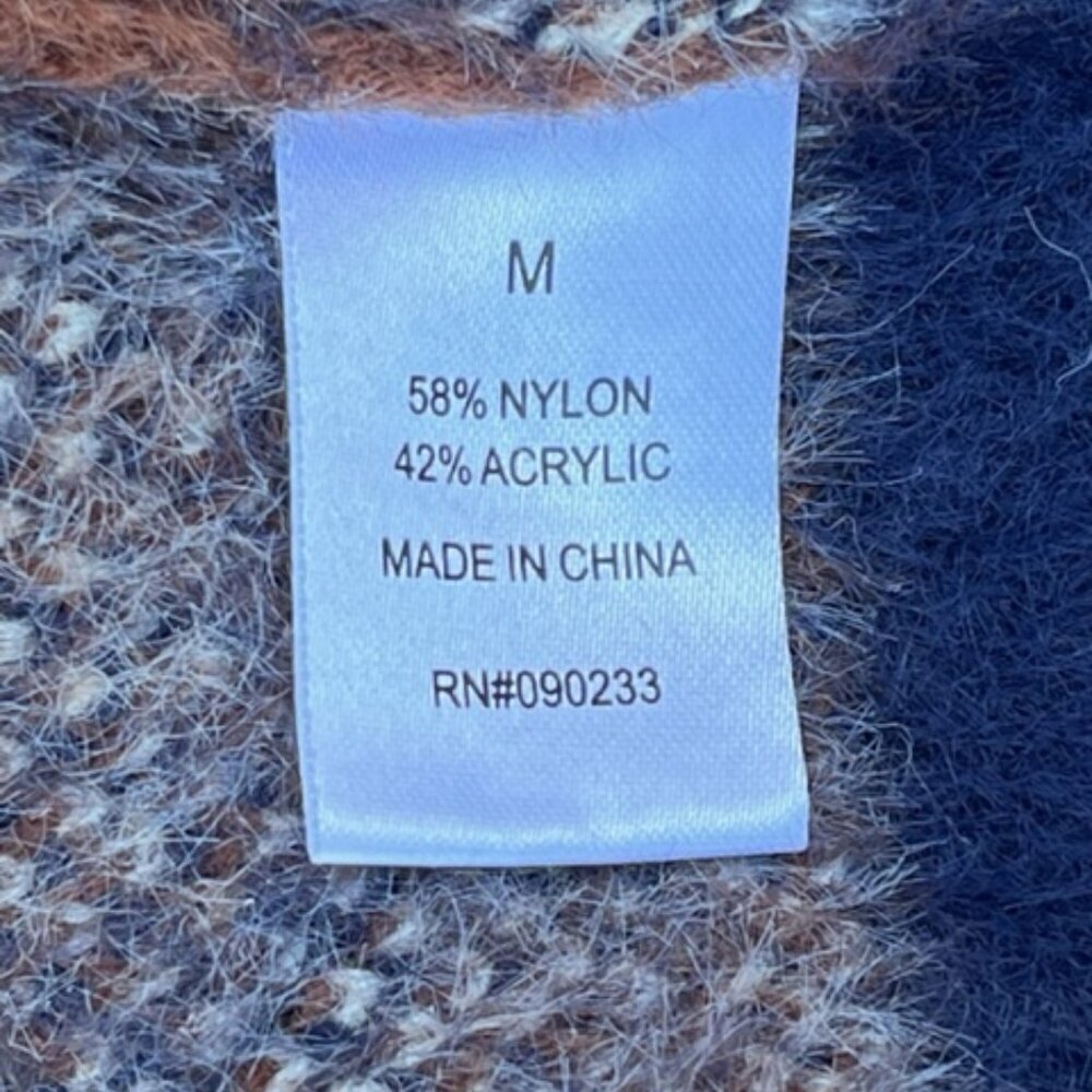 KENDALL + KYLIE Knitted Soft Fluffy Oversized V-Neck VEST Blue Brown White Med - Picture 9 of 10